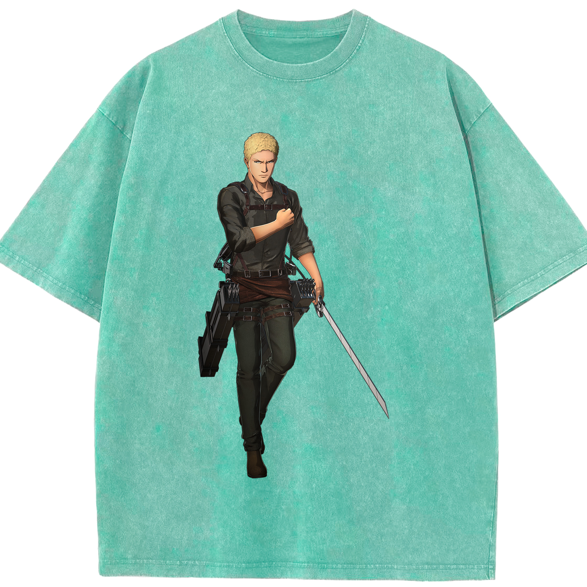 （画像用） 進撃の巨人 ライナー・ブラウン Attack on Titan Reiner Braun 綿100% ヴィンテージ風 半袖Tシャツ（フロントプリント）